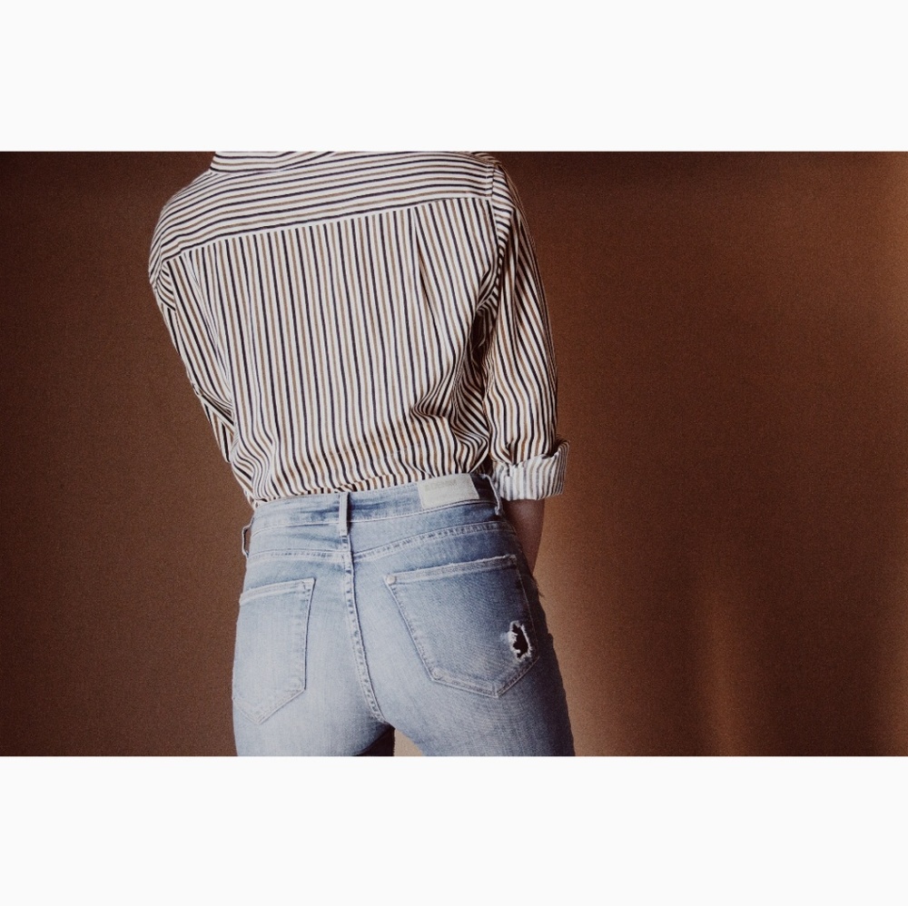 Vintage Chrysantheme Striped Button Up Shirt - Picture 7 of 8